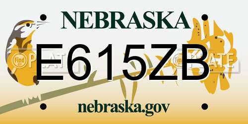 E615ZB Nebraska License Plate