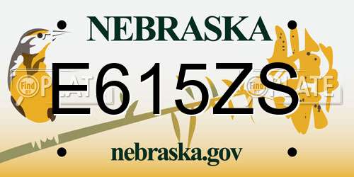 E615ZS Nebraska License Plate