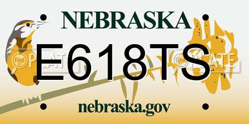 E618TS Nebraska License Plate