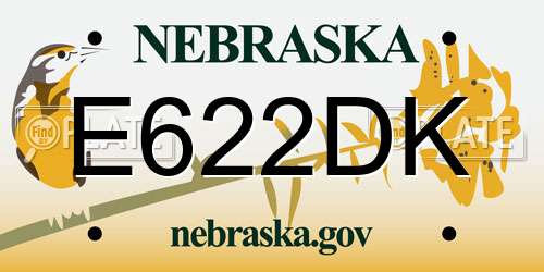 E622DK Nebraska License Plate