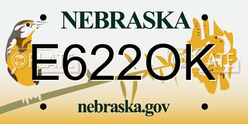 E622OK Nebraska License Plate