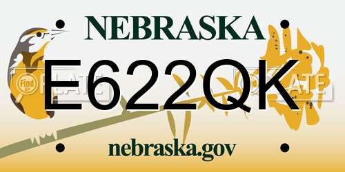 E622QK Nebraska License Plate