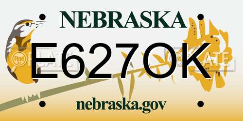 E627OK Nebraska License Plate