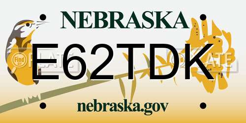 E62TDK Nebraska License Plate