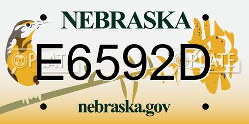 E6592D Nebraska License Plate