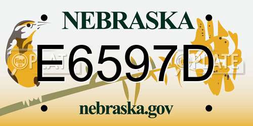 E6597D Nebraska License Plate