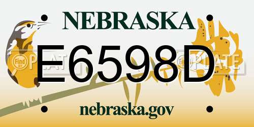E6598D Nebraska License Plate