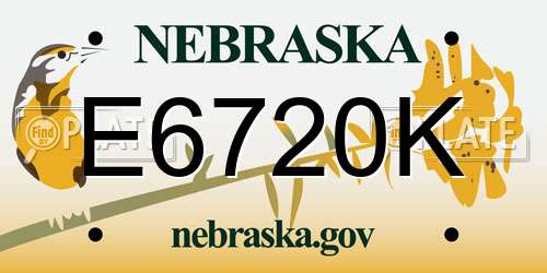 E6720K Nebraska License Plate