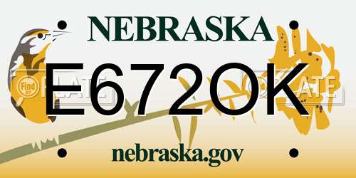 E672OK Nebraska License Plate