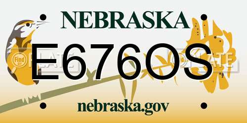E676OS Nebraska License Plate