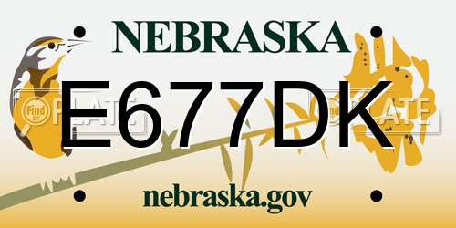 E677DK Nebraska License Plate