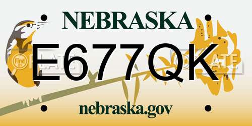 E677QK Nebraska License Plate