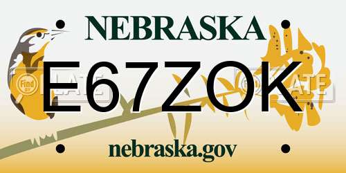 E67ZOK Nebraska License Plate