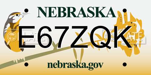 E67ZQK Nebraska License Plate