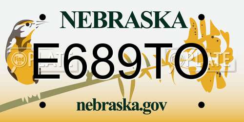 E689TO Nebraska License Plate