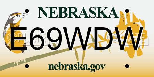 E69WDW Nebraska License Plate