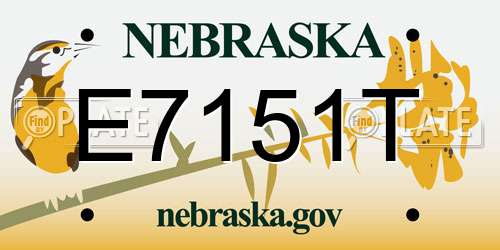 E7151T Nebraska License Plate