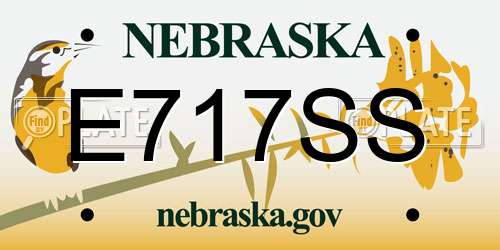 E717SS Nebraska License Plate