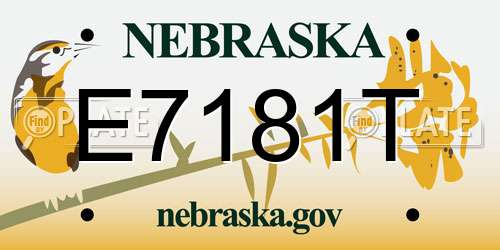 E7181T Nebraska License Plate