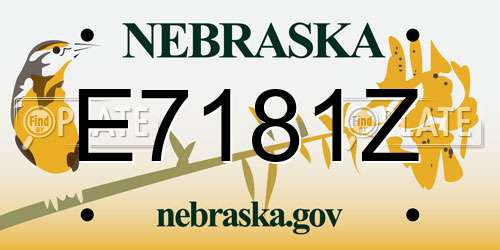 E7181Z Nebraska License Plate