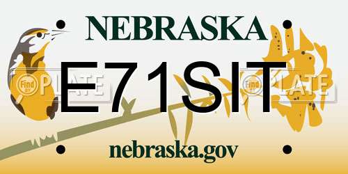 E71SIT Nebraska License Plate