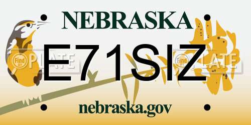 E71SIZ Nebraska License Plate