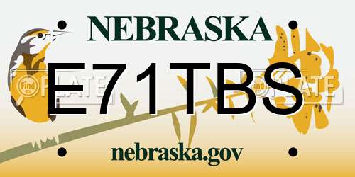 E71TBS Nebraska License Plate