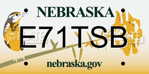 E71TSB Nebraska License Plate