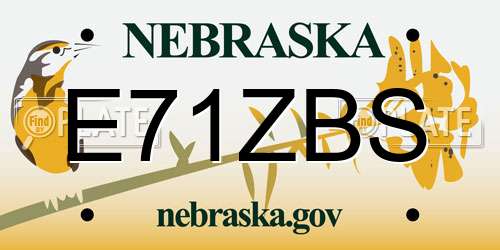 E71ZBS Nebraska License Plate