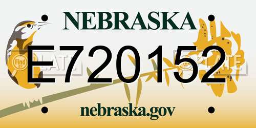 E720152 Nebraska License Plate