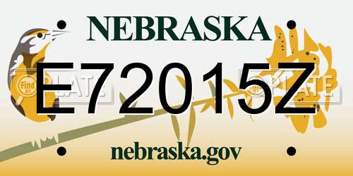 E72015Z Nebraska License Plate