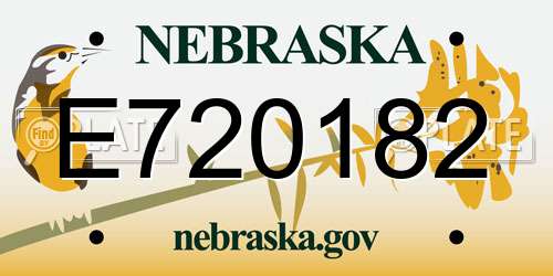 E720182 Nebraska License Plate