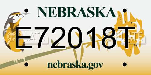 E72018T Nebraska License Plate