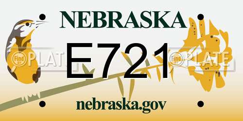 E721 Nebraska License Plate