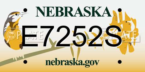 E7252S Nebraska License Plate
