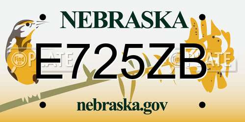 E725ZB Nebraska License Plate