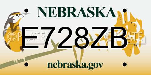 E728ZB Nebraska License Plate
