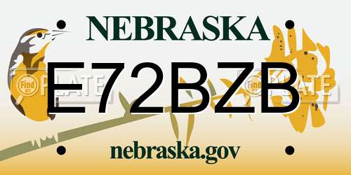 E72BZB Nebraska License Plate