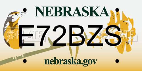 E72BZS Nebraska License Plate