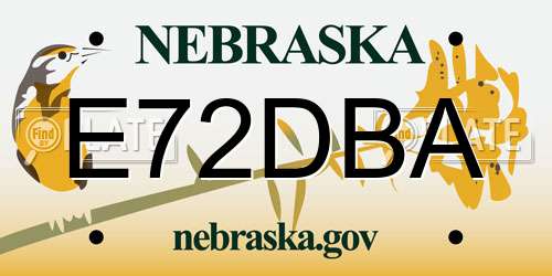E72DBA Nebraska License Plate