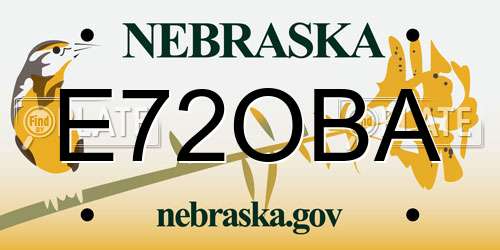 E72OBA Nebraska License Plate