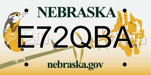 E72QBA Nebraska License Plate
