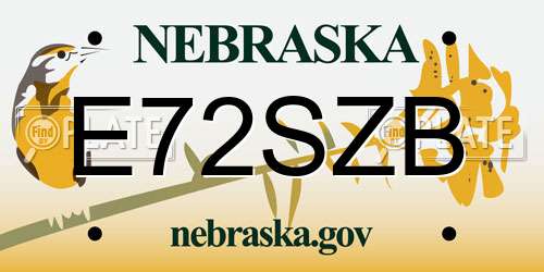 E72SZB Nebraska License Plate