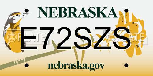 E72SZS Nebraska License Plate