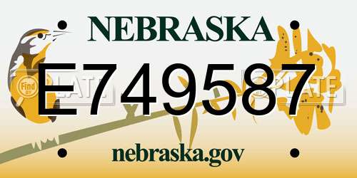 E749587 Nebraska License Plate