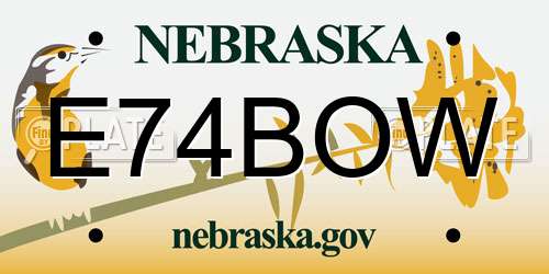 E74BOW Nebraska License Plate