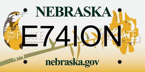 E74ION Nebraska License Plate
