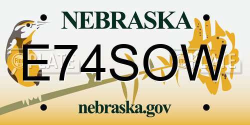 E74SOW Nebraska License Plate