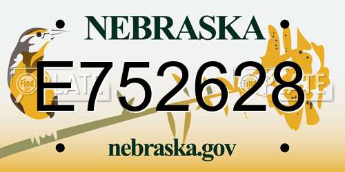 E752628 Nebraska License Plate