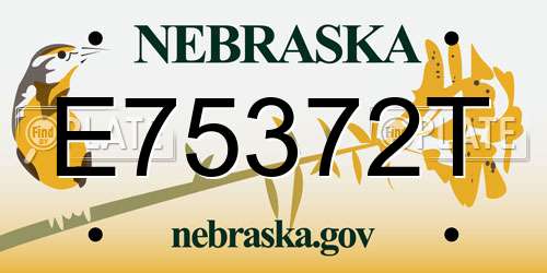 E75372T Nebraska License Plate